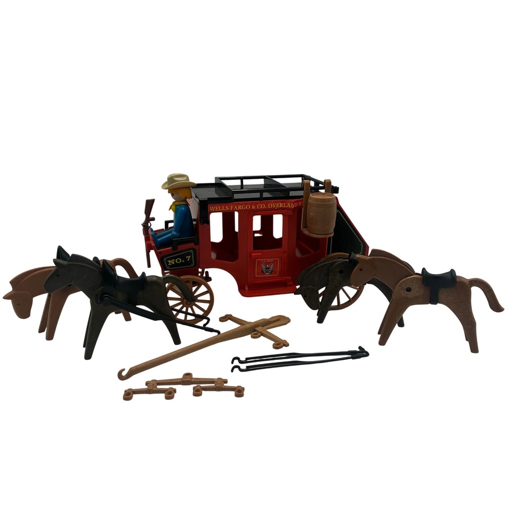 Vintage Playmobil 3245 Wells Fargo Stagecoach 1974 Geobra Western Set Incomplete
